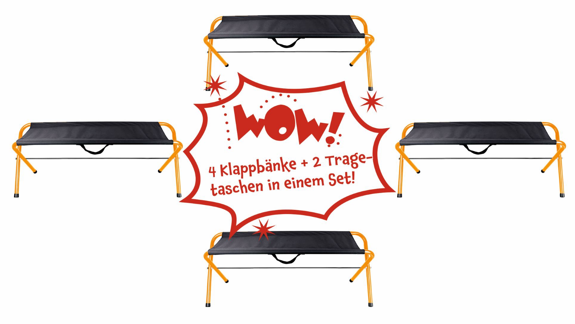 4 Klappbänke mit 2 Tragetaschen 4 Klappbänke mit 2 Tragetaschen