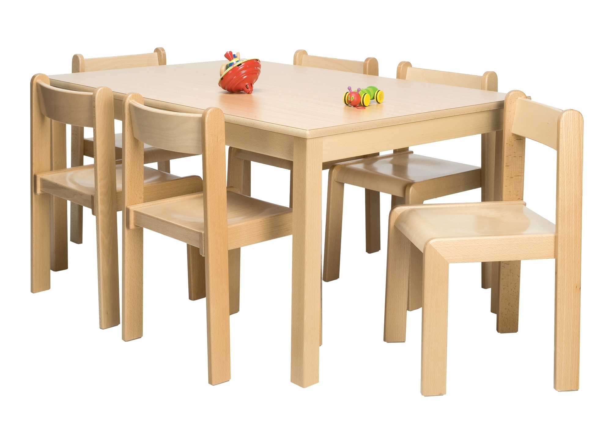 Rechteck-Tisch-Set 120 x 80 H 58cm, 6x Stapelstuhl