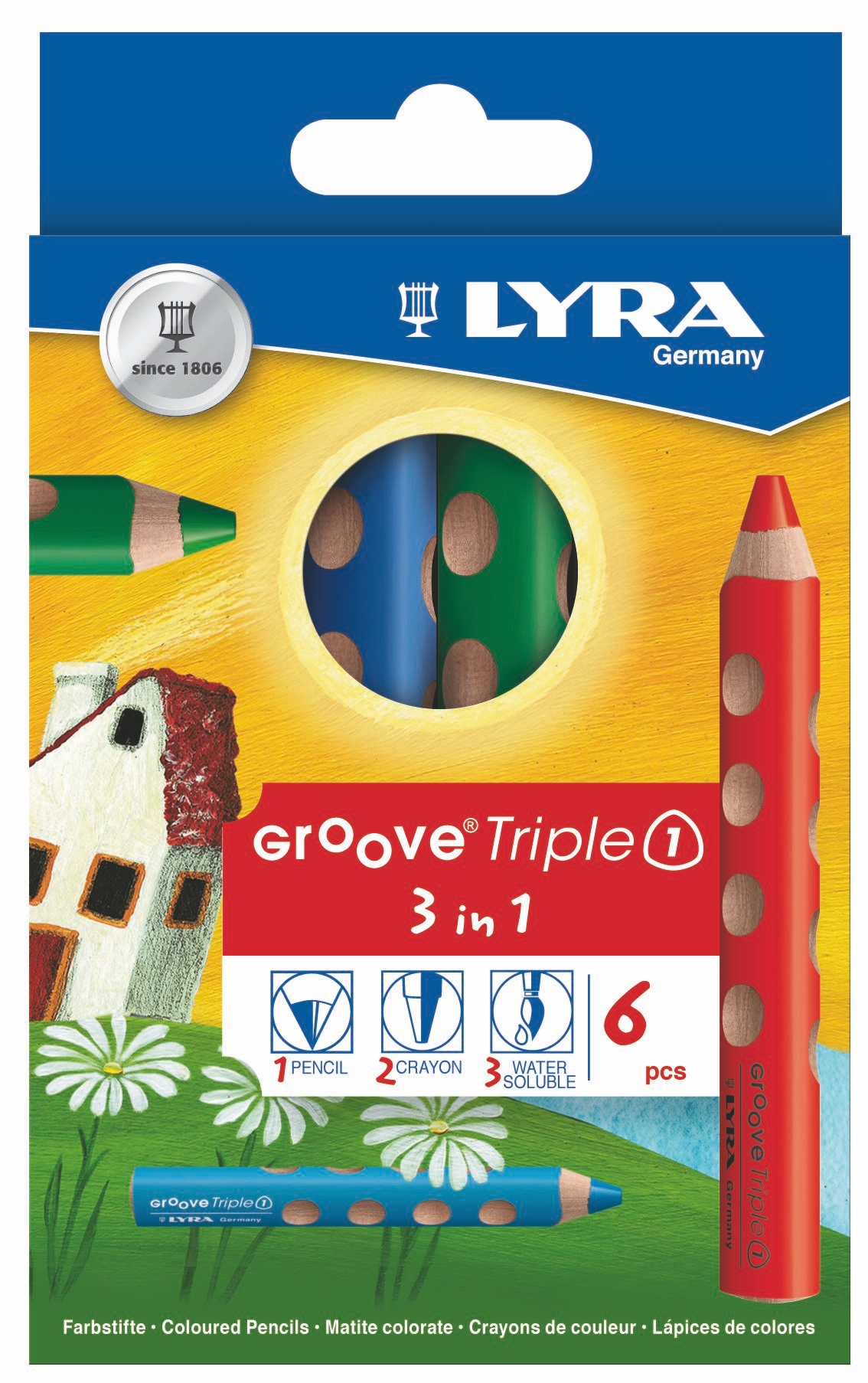 Lyra Groove Triple I, 6 Buntstifte sortiert