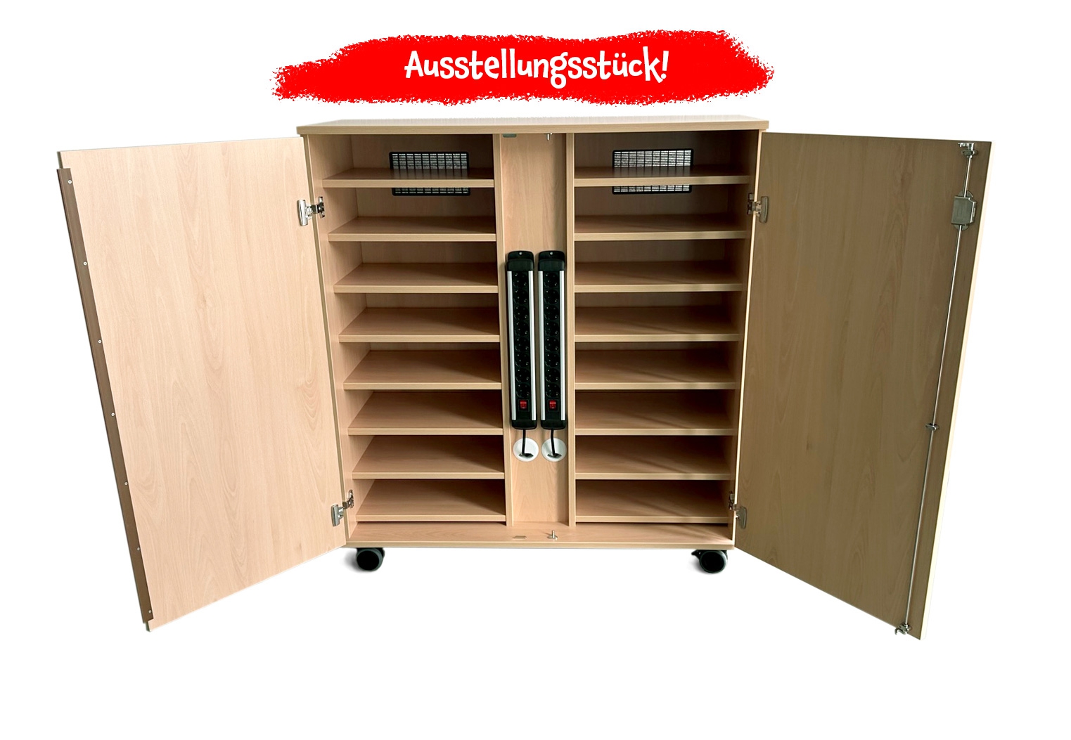 Medienschrank Laptop - iPad - Lade Wagen 16 Fächer