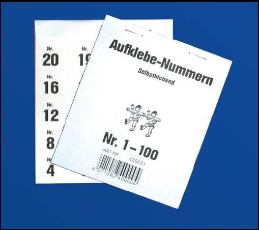 Aufklebenummern zur Auszeichnung von Gewinnen