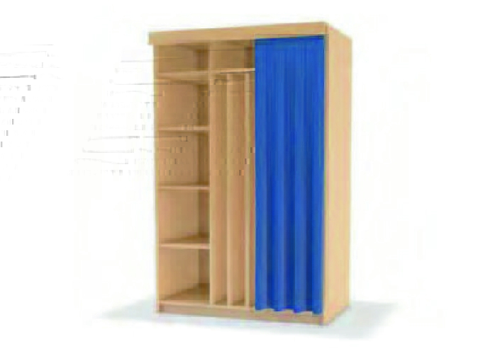Liegepolsterschrank Fächer oben/seitlich + Vorhang Liegepolsterschrank Fächer oben/seitlich + Vorhang