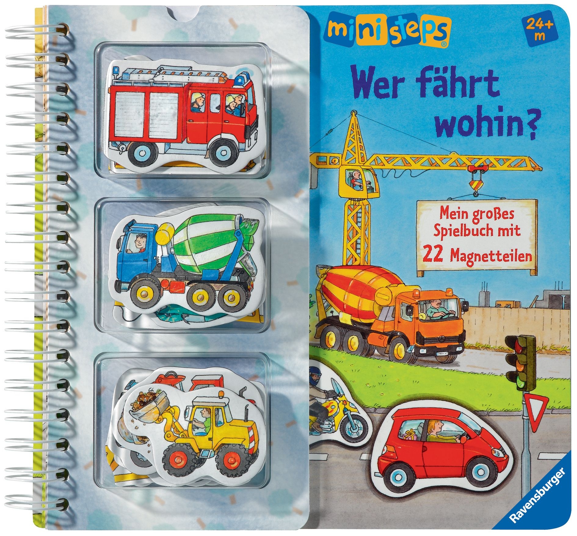 Spielbuch "Wer fährt wohin?" mit Magnetfahrzeugen