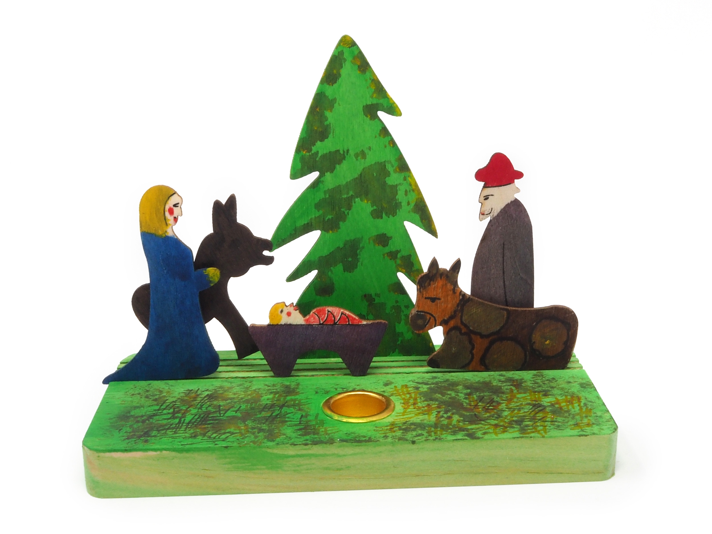 Kerzenhalter Krippe aus Holz, 7-teilig