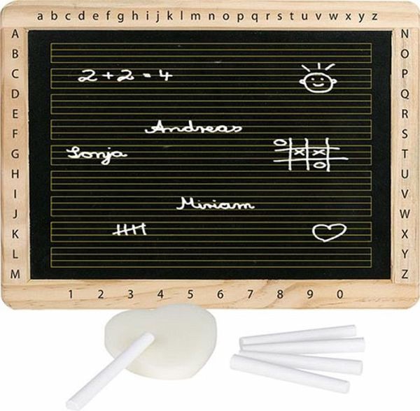 Schreibtafel mit Schwamm & 5 Kreiden Schreibtafel mit Schwamm & 5 Kreiden