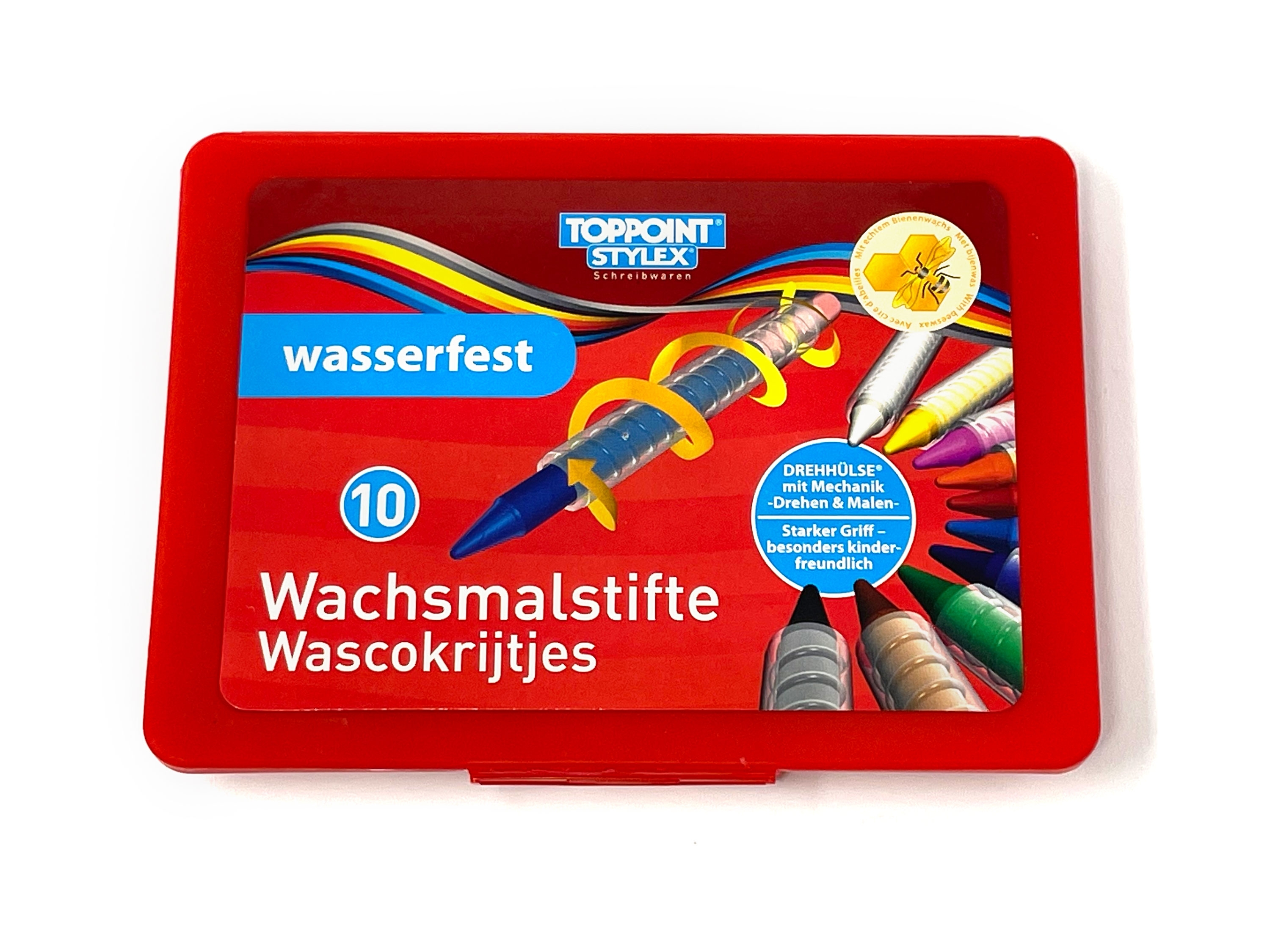 Wachsmalstifte mit Drehhülse 10 Stück, wasserfest