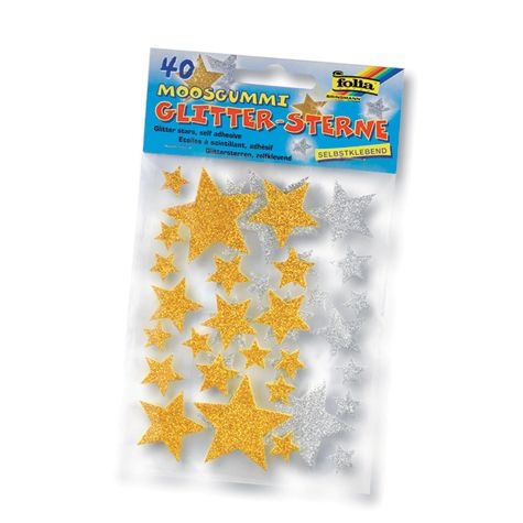 Moosgummi Glitter-Sticker, Sterne