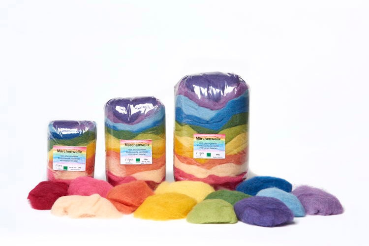 Märchenwolle zum Filzen 100 g, 12 Farben gemischt Märchenwolle zum Filzen 100 g, 12 Farben gemischt