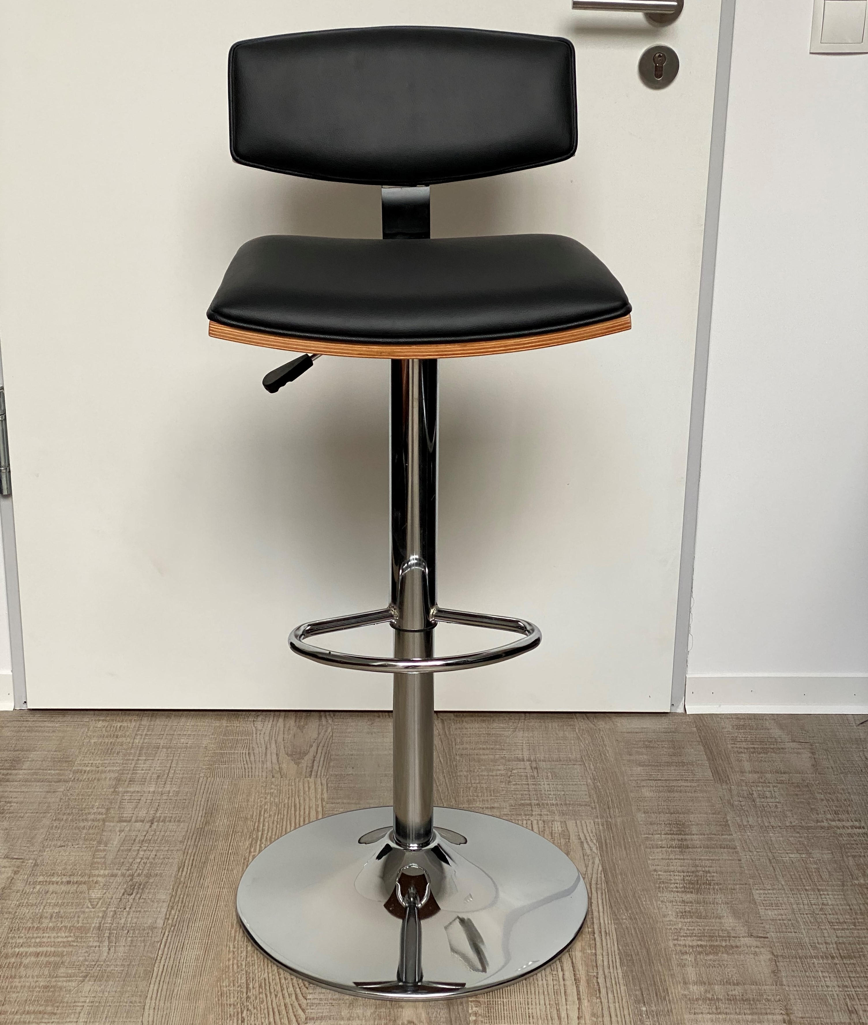 Barhocker 2. Wahl Leder schwarz & Holz