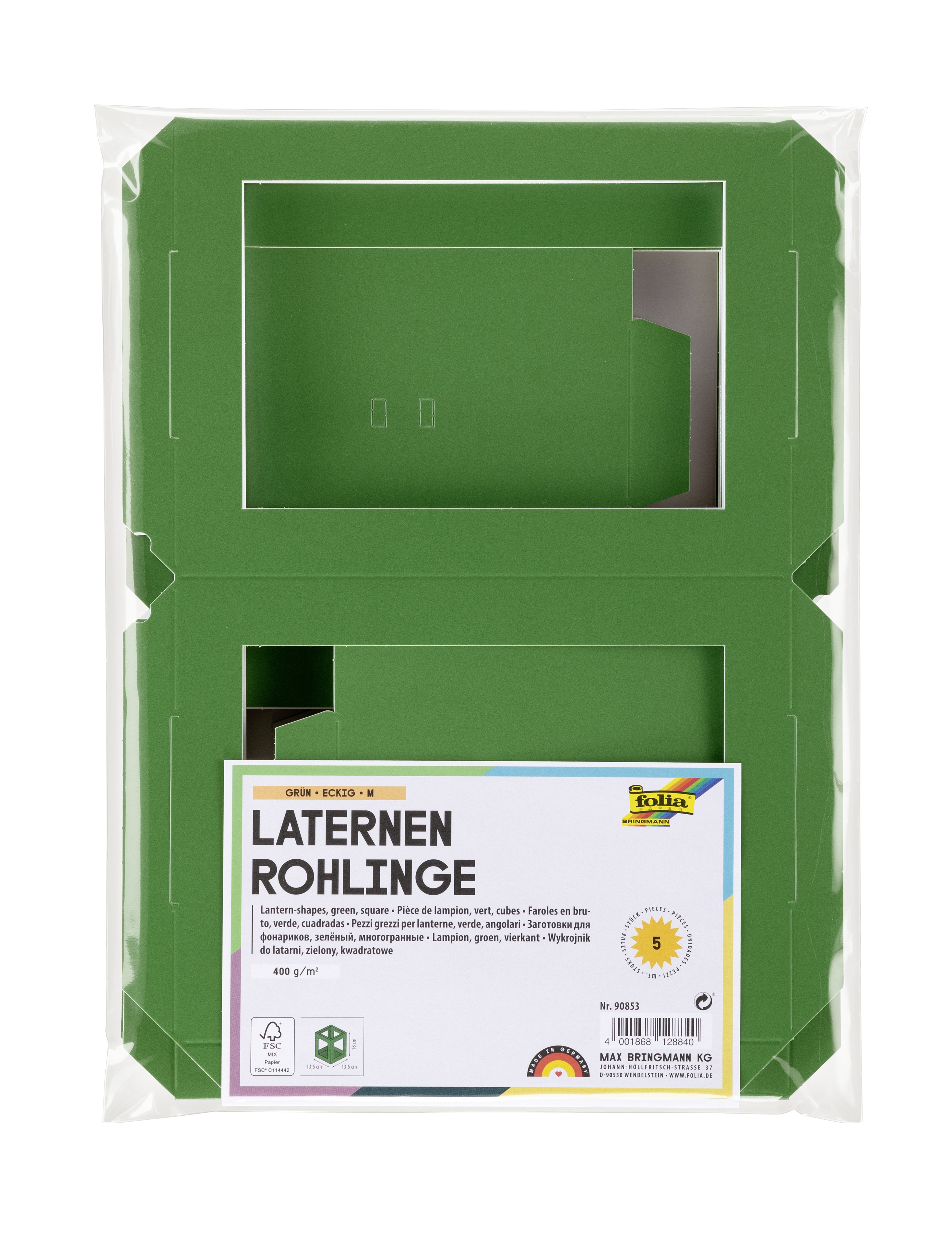 Laternen-Rohlinge eckig, 5 Stück einer Farbe