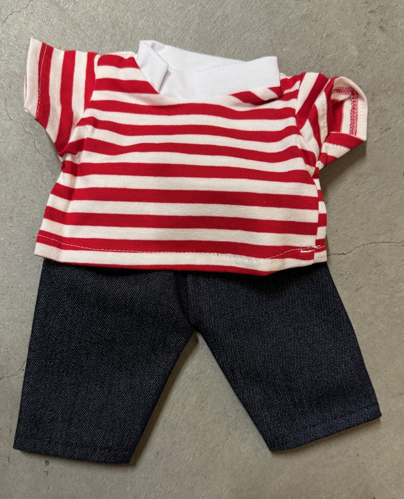 Shirt mit Hose rot-weiß gestreift, 30 cm Puppen