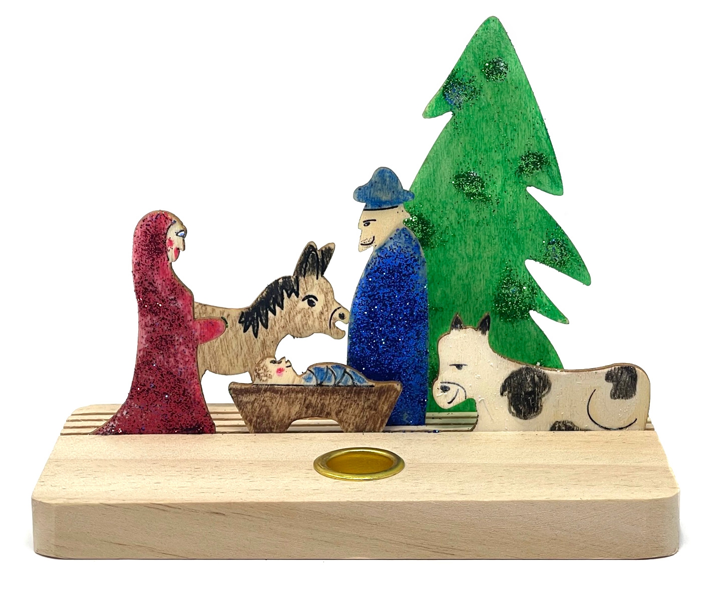 Kerzenhalter Krippe aus Holz, 7-teilig