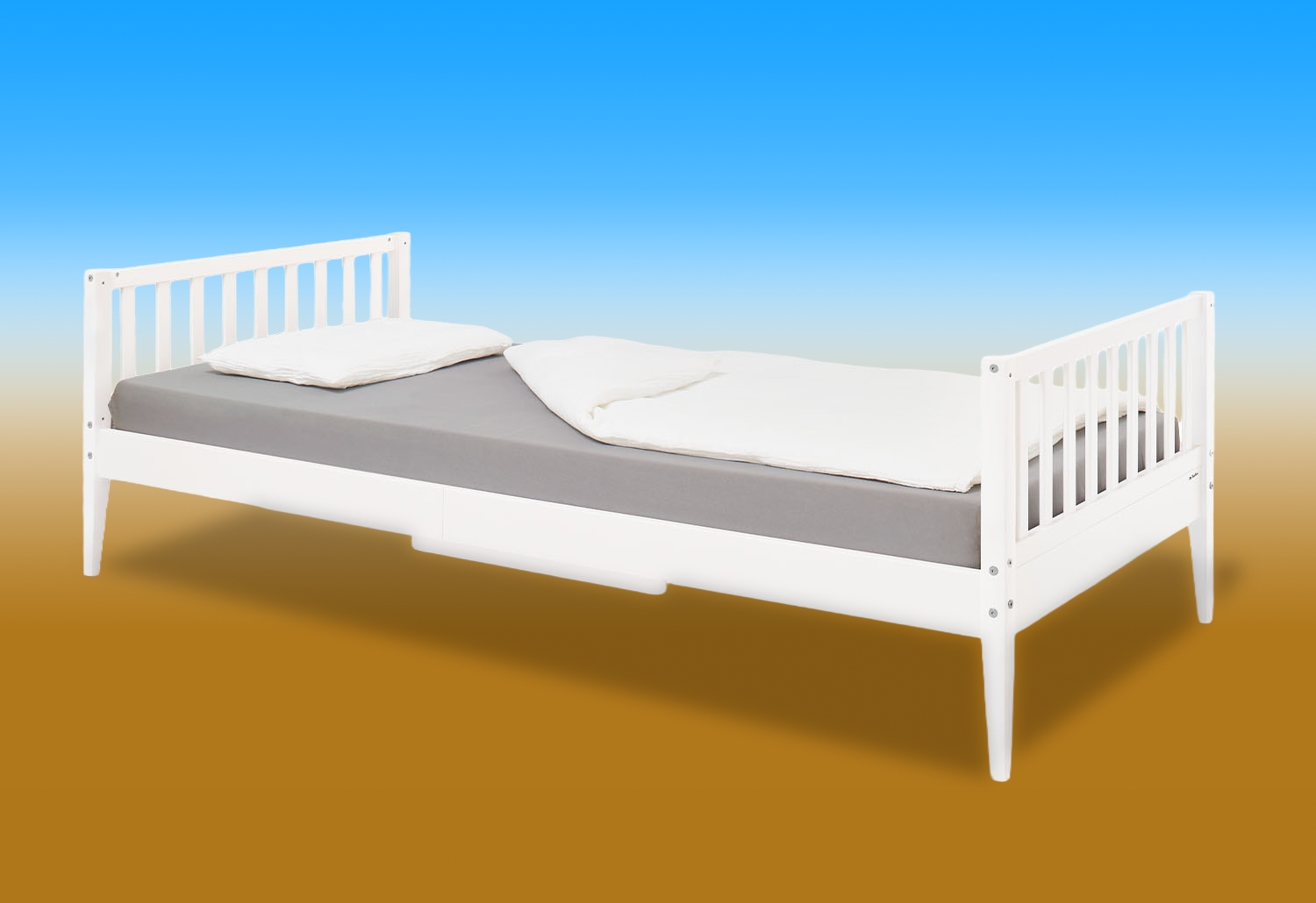 Bodenbett 'Evi', 90 x 200 cm, weiß lackiert