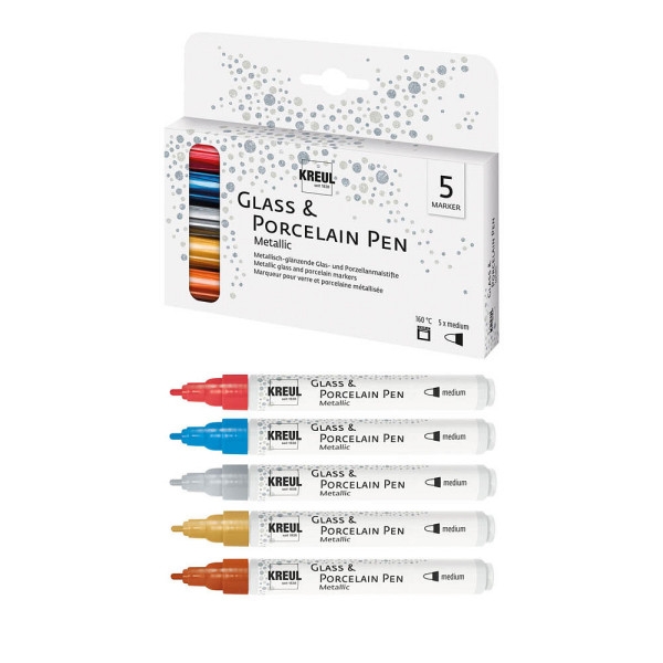 Porzellanmalstifte metallic 160°C, 5er Set