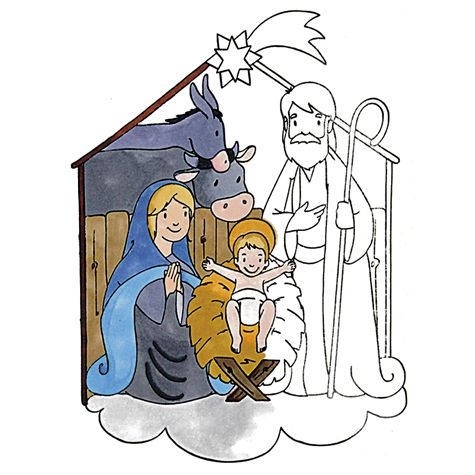 Großer Stempel Weihnachtskrippe