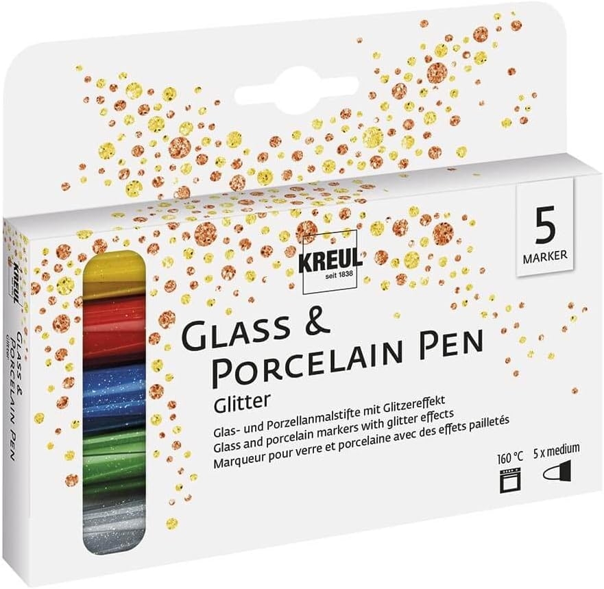 Glass & Porcelain Pen Glitter, 5er Set Glass & Porcelain Pen Glitter, 5er Set