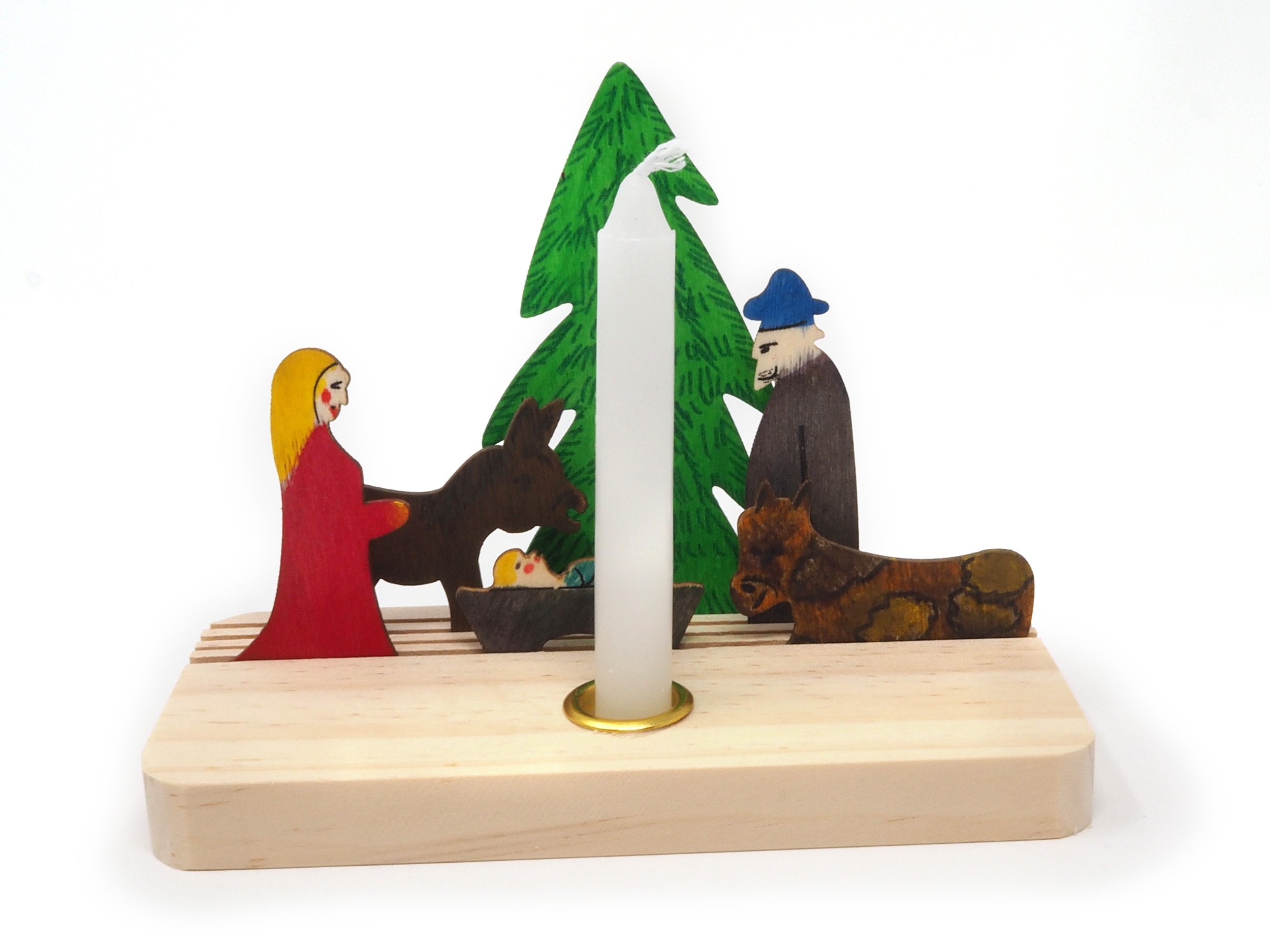 Kerzenhalter Krippe aus Holz, 7-teilig