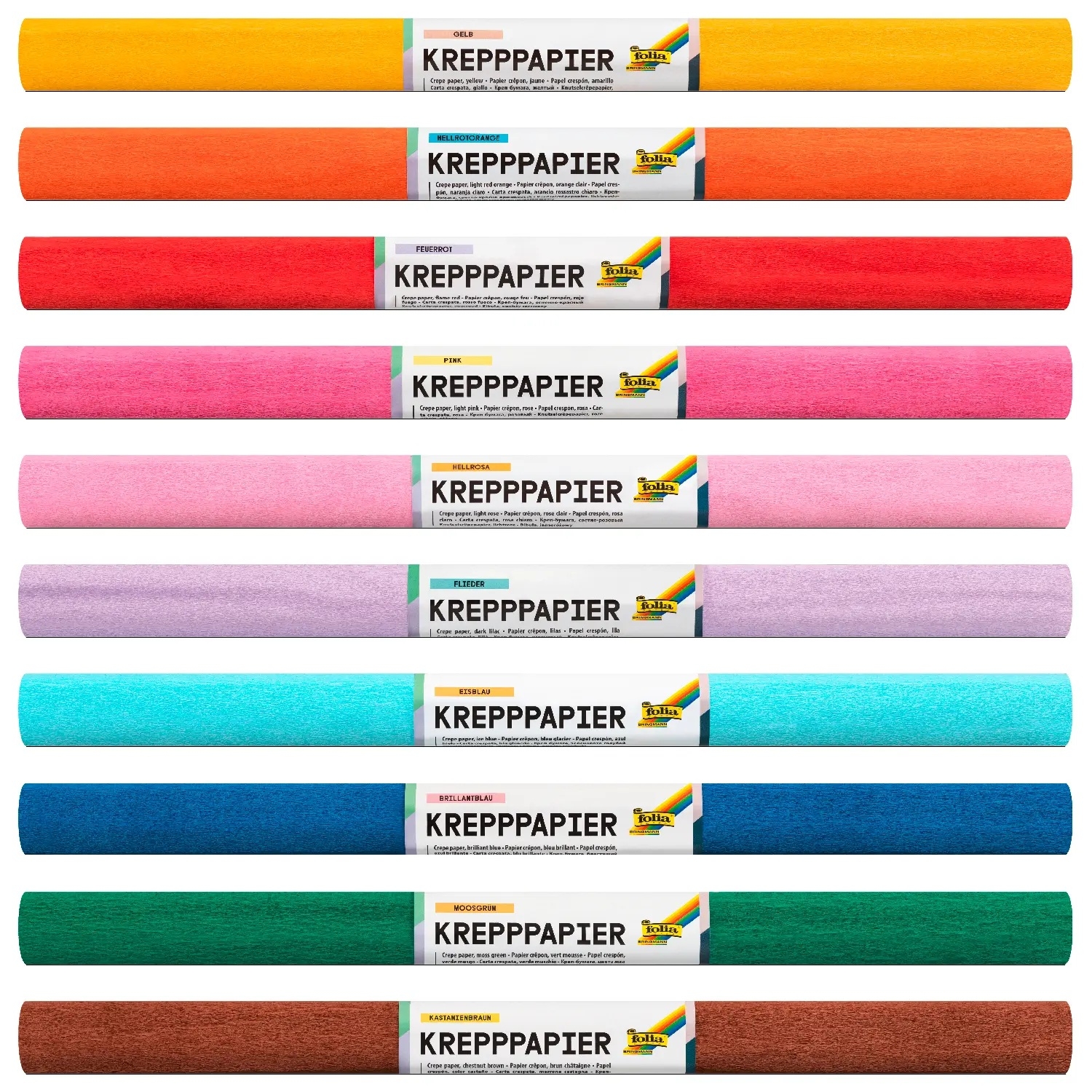 Krepppapier nassfest 10 Farben sortiert