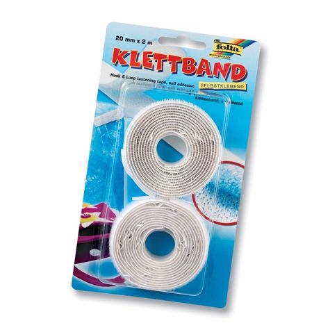 Klettband, weiß 20 mm x 2 m