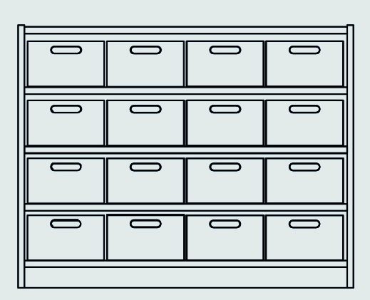 Unterschrank 16 Materialkästen
