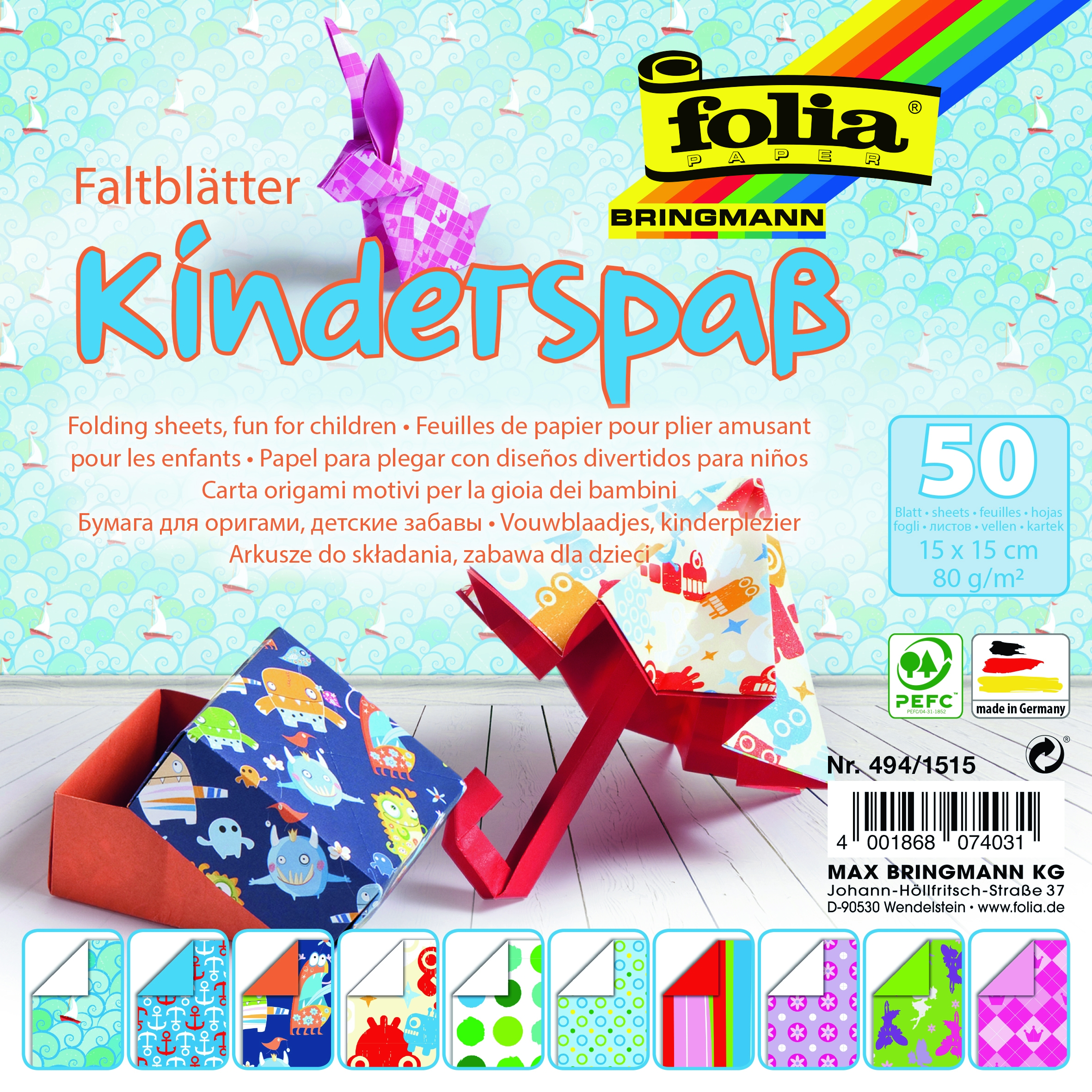 Faltblätter "Kinderspaß" 50 Blatt 15 x 15 cm