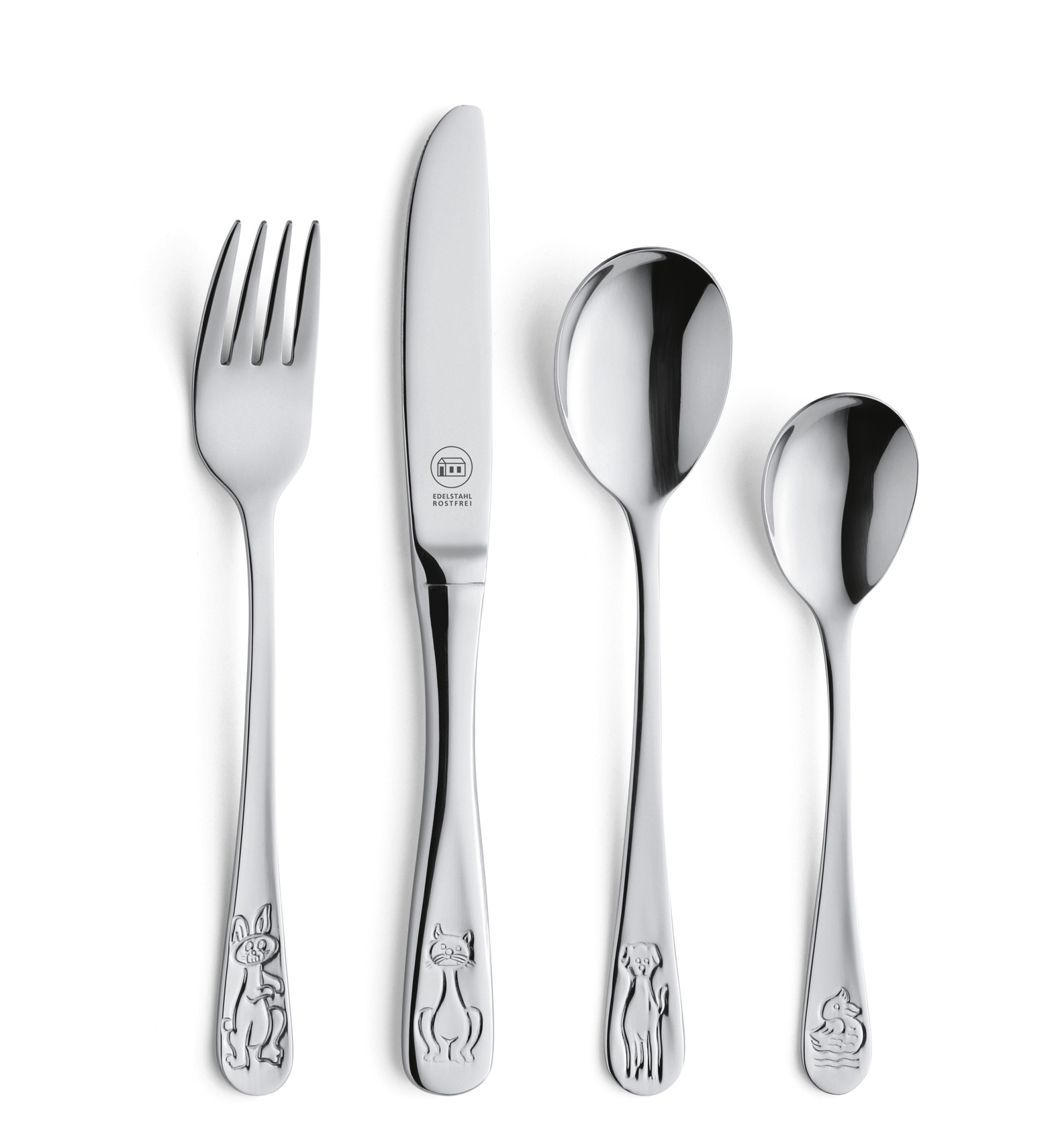 Kinderbesteck-Set 4-teilig, Tiere