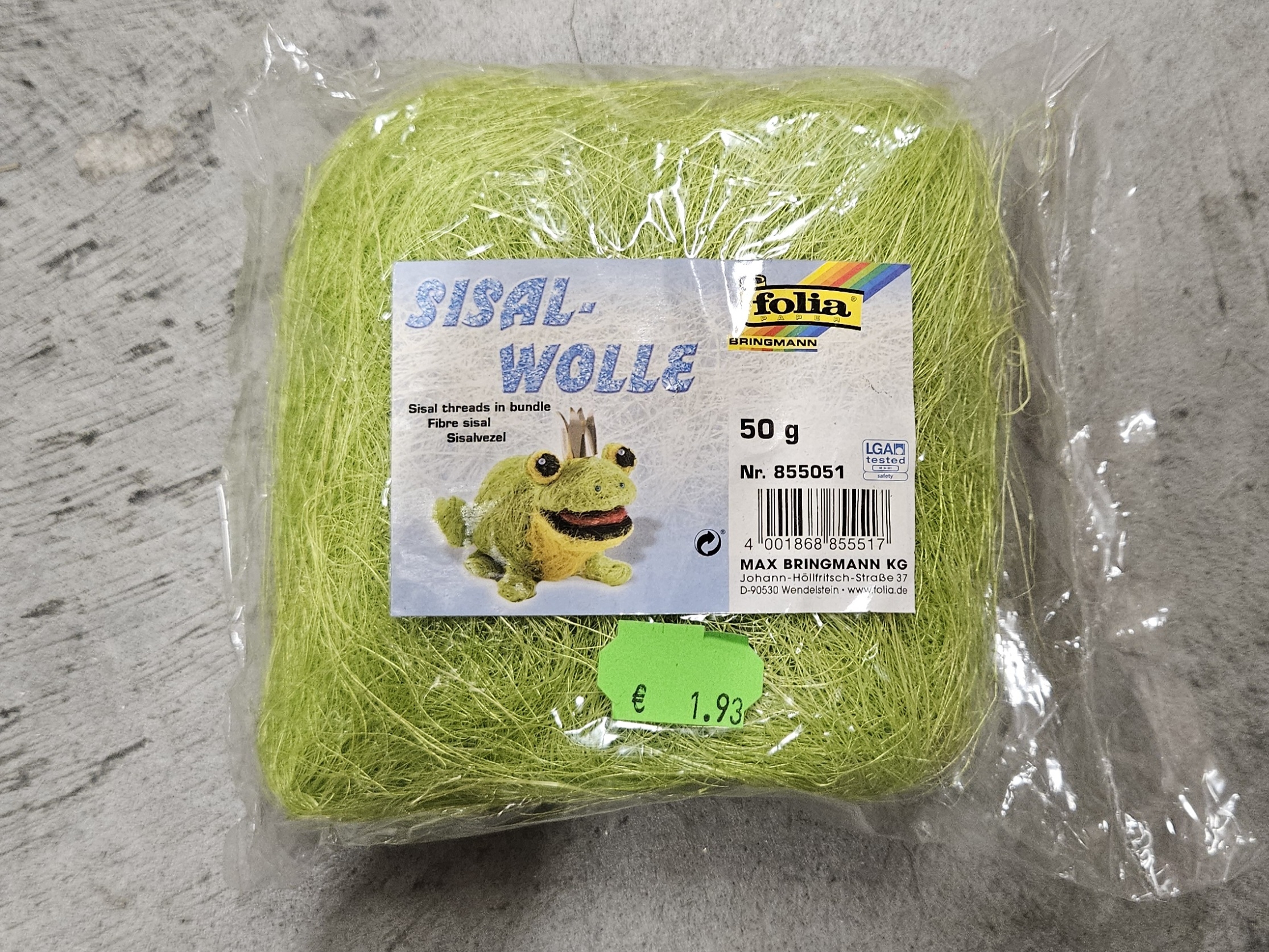 Sisalwolle, hellgrün 50 g